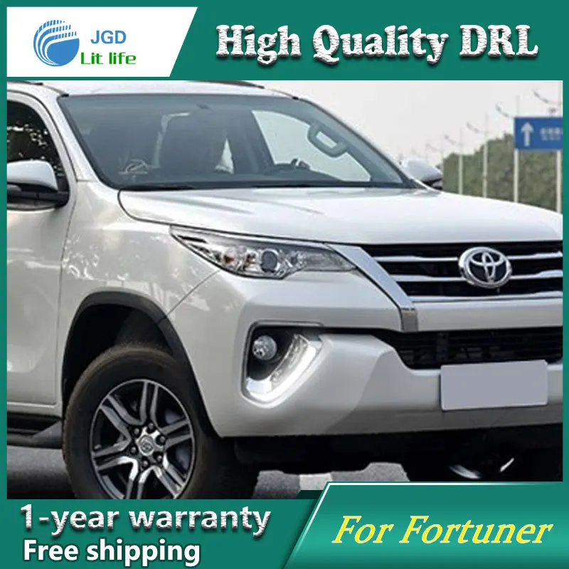 Автомобильный Стайлинг светодиодный светильник дневного света для Toyota Fortuner DRL 2016
