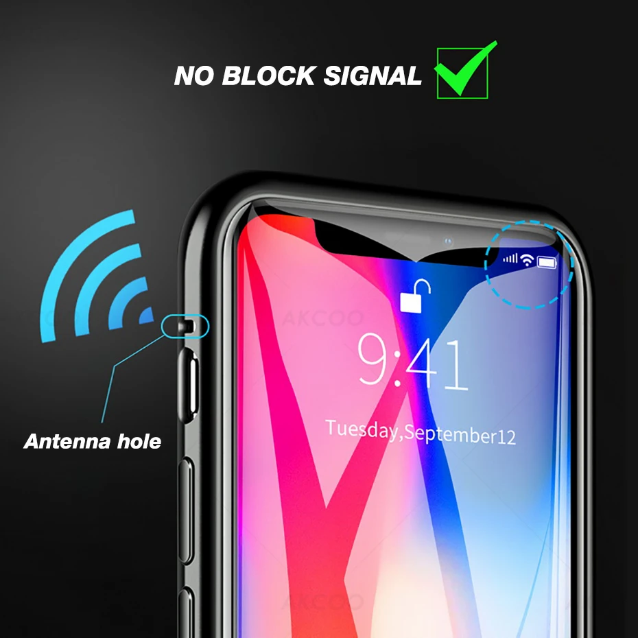 Чехол Akcoo для iPhone XS Max с магнитной адсорбцией, переднее и заднее закаленное стекло на весь экран для iPhone 6S 7 8 Plus XR, чехол s