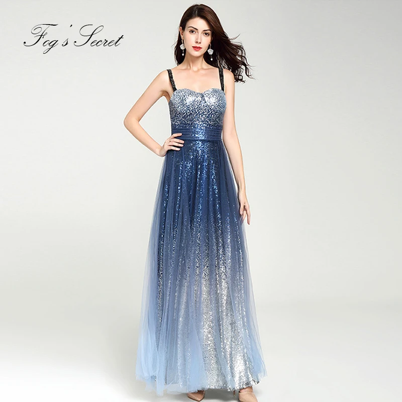 Вечерние платья для женщин vestido Blue Star платье двойной слои градиент ремень