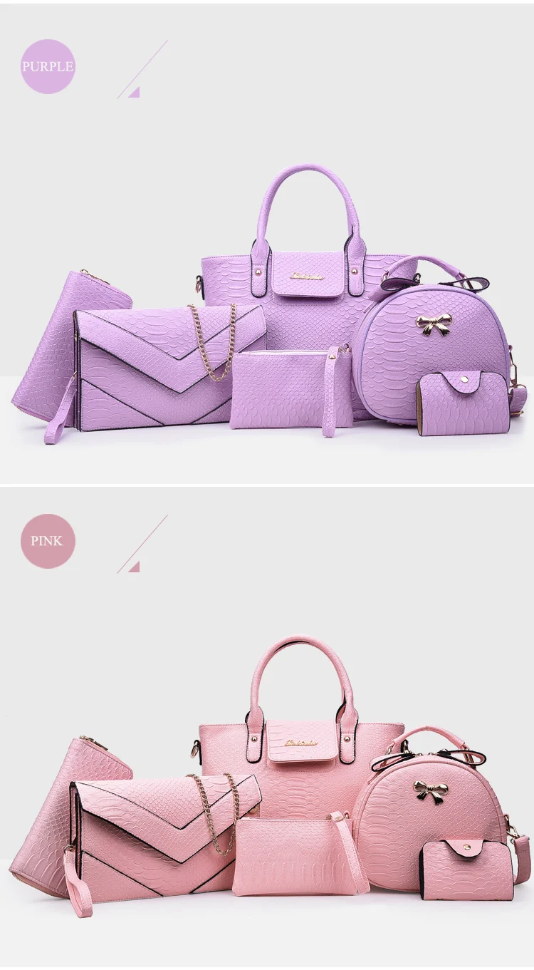 17 New Women Shoulder Bags serpentine Leather Handbags Fashion Female bag High Quality 6-Piece Set Designer Brand Bolsa Feminina