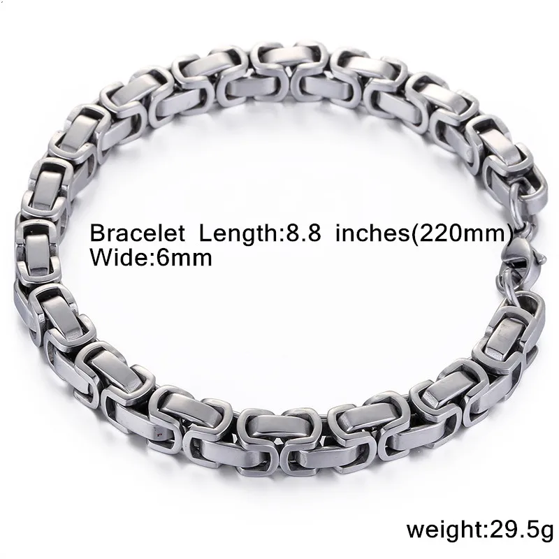 Панк мужские цепи мальчиков 6 мм коробка золотого цвета византийские 316L браслет