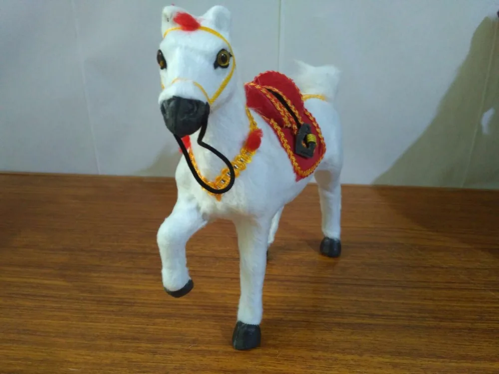 

polyethylene&furs 22x20 white horse model Simulation raise leg horse prop home decoration gift d1940