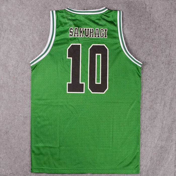 Green No 10 Аниме SLAM DUNK Косплей Костюм Shohoku 10 Sakuragi зеленая баскетбольная Футболка спортивная одежда школьная форма баскетбольной команды - Цвет: Green No 10