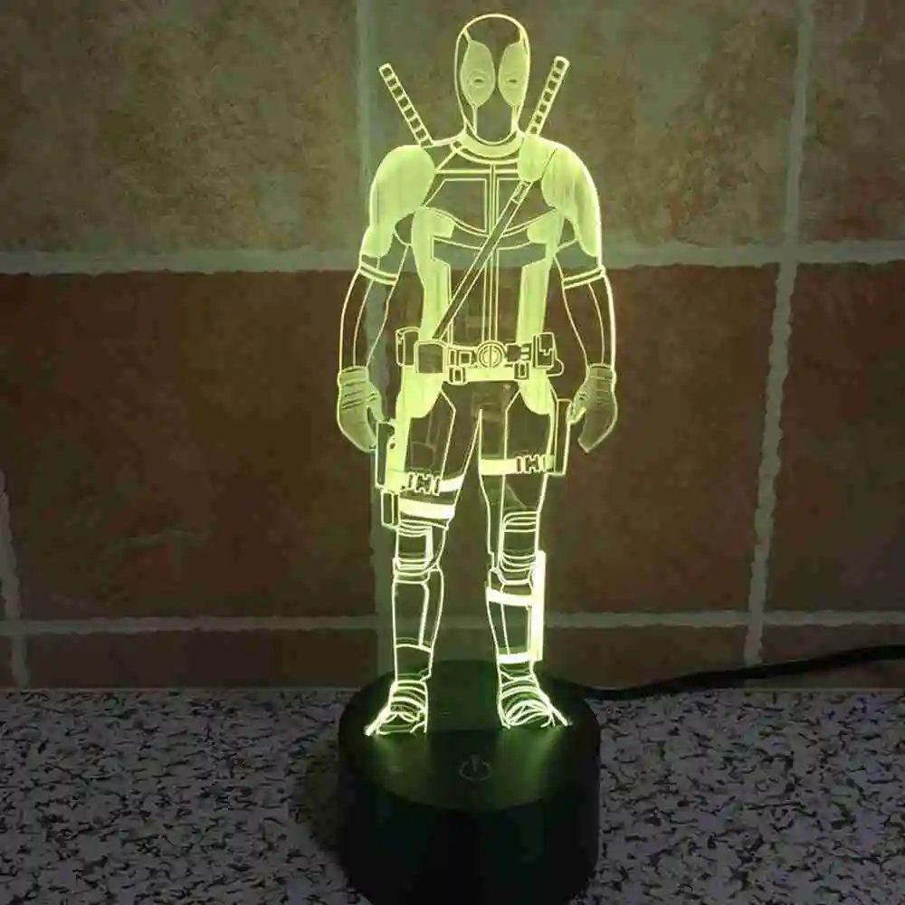 Для Детского Подарка Домашнего Декора Новинка 3D Дэдпул Ночник ПРИВЕЛО