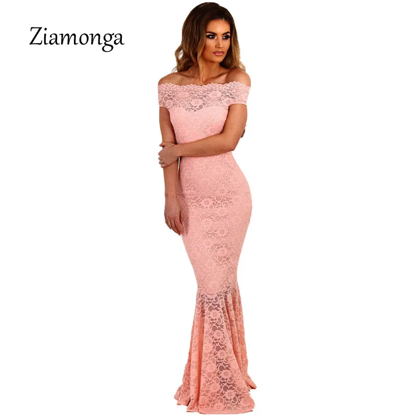 Женское кружевное платье Ziamonga белое длинное в ретро стиле с коротким рукавом и