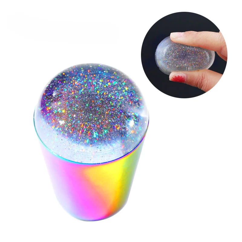 1 шт. разноцветная ручка для ногтей Stamper сияющая голографическая головка