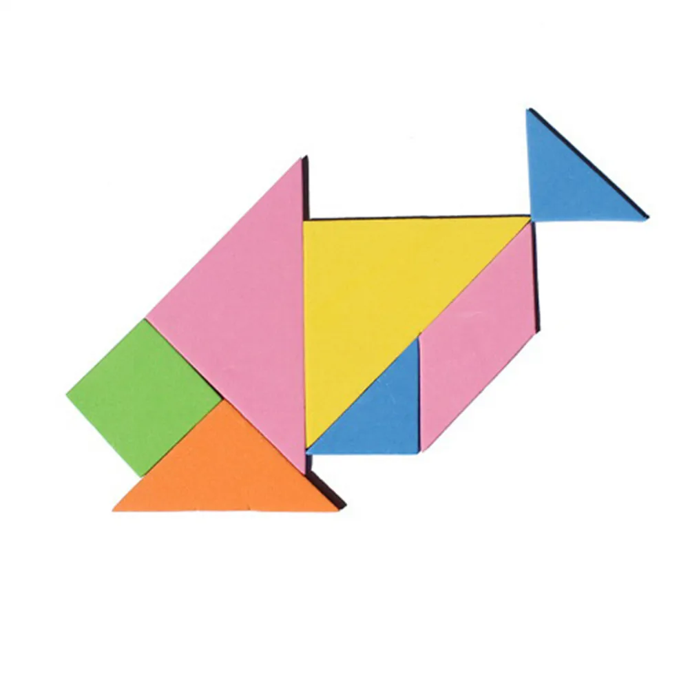Деревянный пазл Tangram 7 шт. цветная квадратная головоломка IQ умные обучающие
