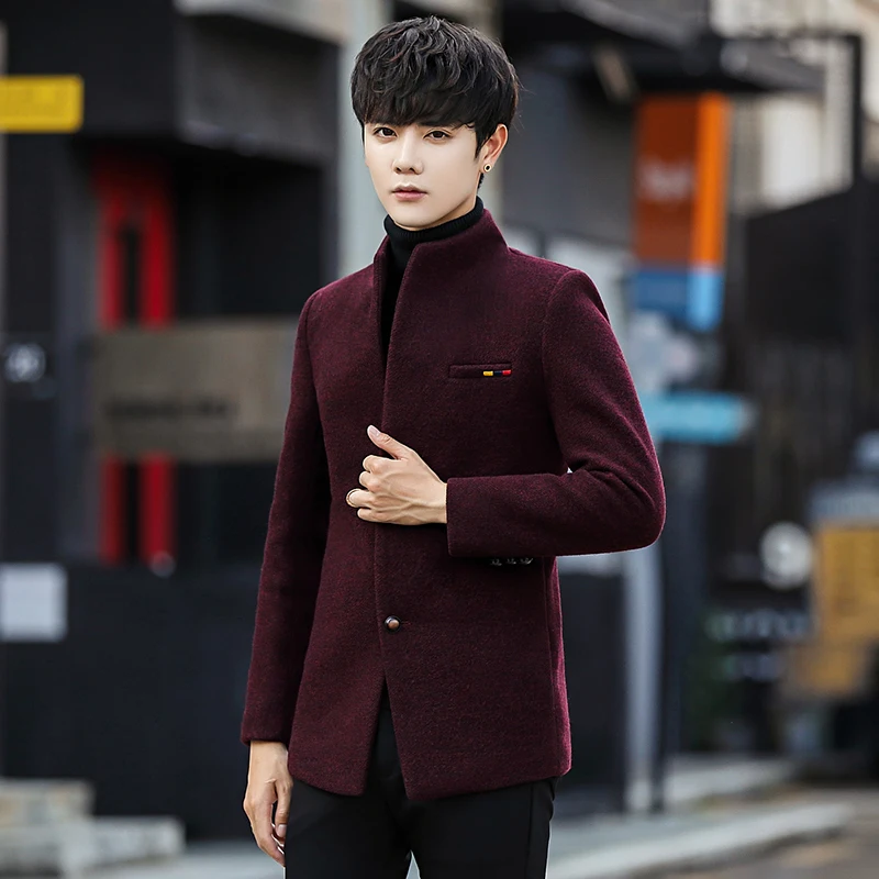 

Men's Jackets Korean Wool Blend Coat Men 2019 New Winter Coat Short Man Jacket Single Breasted Slim Mens Overcoat 4 Color 5xl