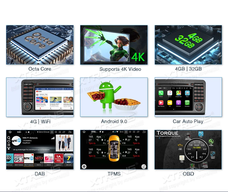 XTRONS 7 &quotHD Octa Core Android 8 0 автомобильный DVD плеер радио для Mercedes Benz ML класса W164 ML300 ML350