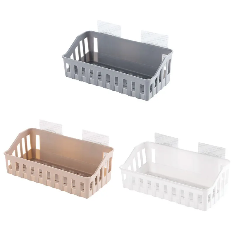 

Wall Mounted Plastic Storage Rack Suction Bathroom Shelf Washroom Kitchen Toilets Corner Shower Shampoo Storage Basket Holder