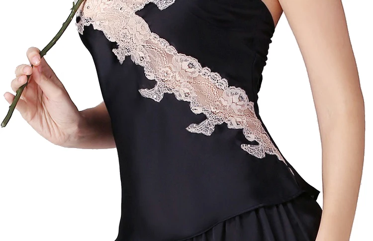 2016 New Arrivals 100% Silk Satin Women Pajamas Sets Lace Chemises Slip Sleepwear Pajama with Hot Short Lace Pants Sexy Clothes