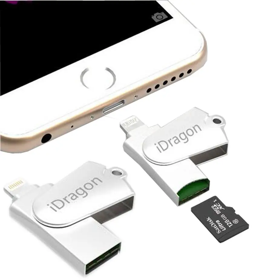 Металлический флеш-накопитель USB Micro SD SDHC TF OTG кардридер адаптер для iPhone pro 11 XS MAX 5 6 7