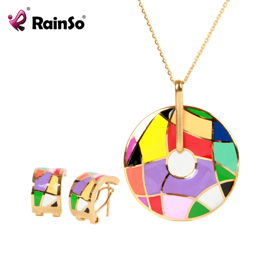 Классические эмалированные комплекты украшений Rainso ожерелье серьги свадебные
