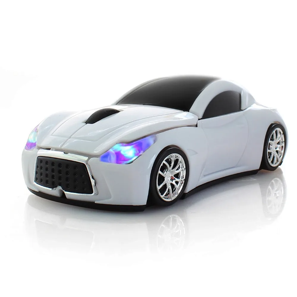 Белый 3D беспроводная мышь, автомобильная мышь, беспроводная камуфляжная, 2,4 ГГц, оптическая игровая мышь, светодиодный светильник, USB приемник для ноутбука, ПК, ноутбука - Цвет: Белый