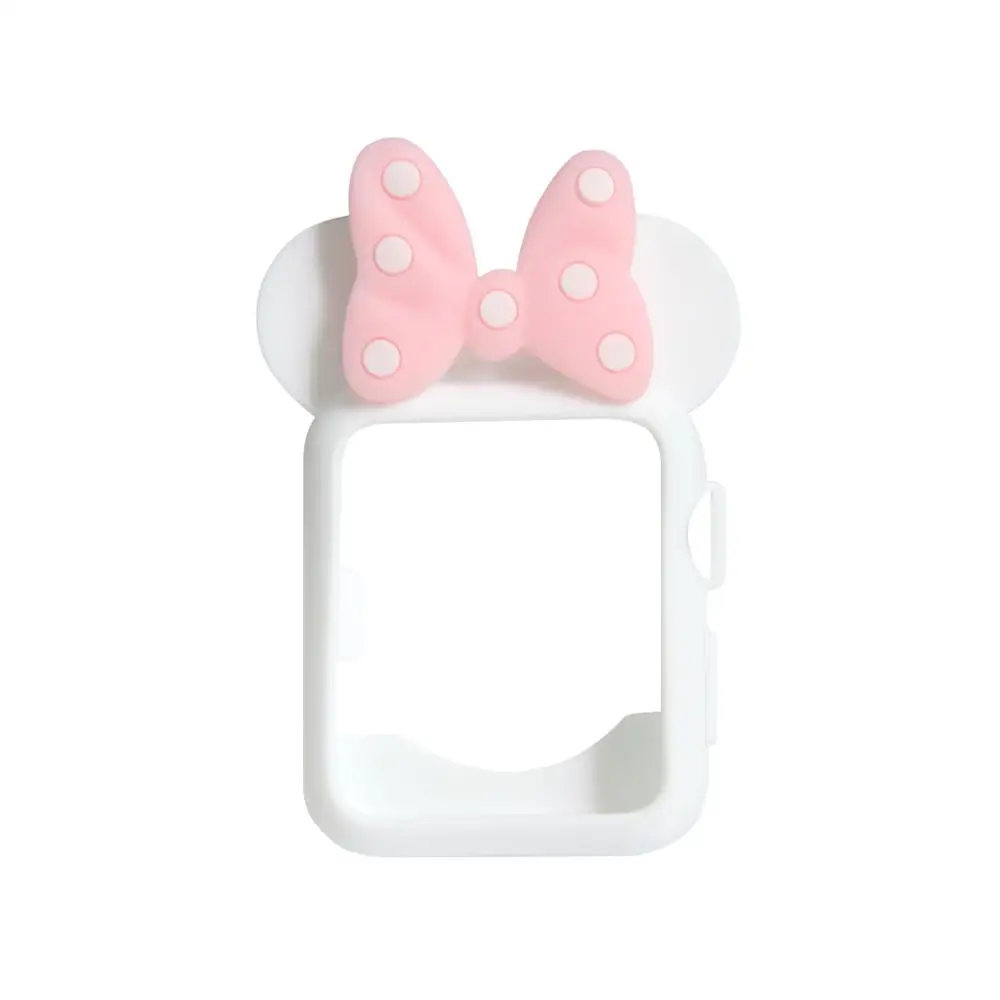 White pink 2 Силиконовый чехол для Apple watch 3 2 1 42 мм 38 мм милый женский мультяшный резиновый чехол для часов hello kitty Minnie для Iwatch 3 2 1 - Цвет ремешка: White pink 2