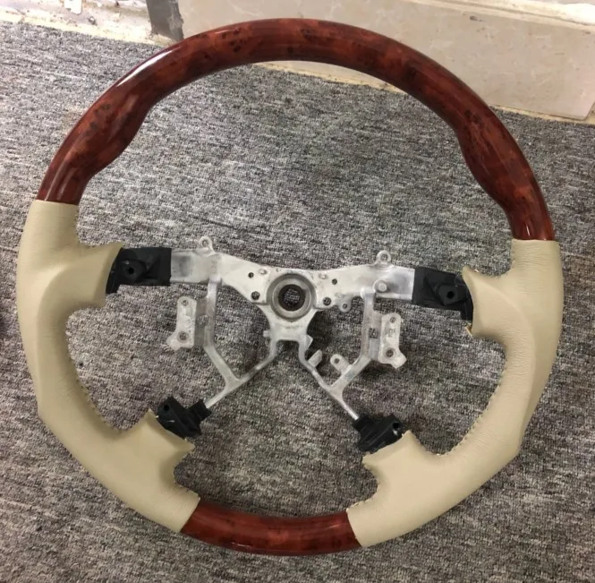 Деревянный кожаный руль для Toyota 2003 09 Prado 2700 4000 FJ120 LC120|Рулевые колеса и клаксоны| |