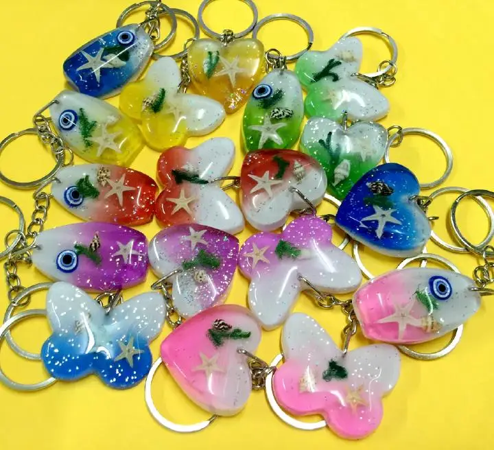 

FREE SHIPPING 18 Piece trendy starfish mixed style colorful color charming keychain