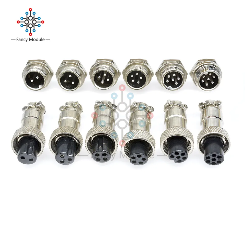 1 комплект GX12 2/3/4/5/6/7Pin 12 мм авиационный штекер и гнездо винтовой резьбовые