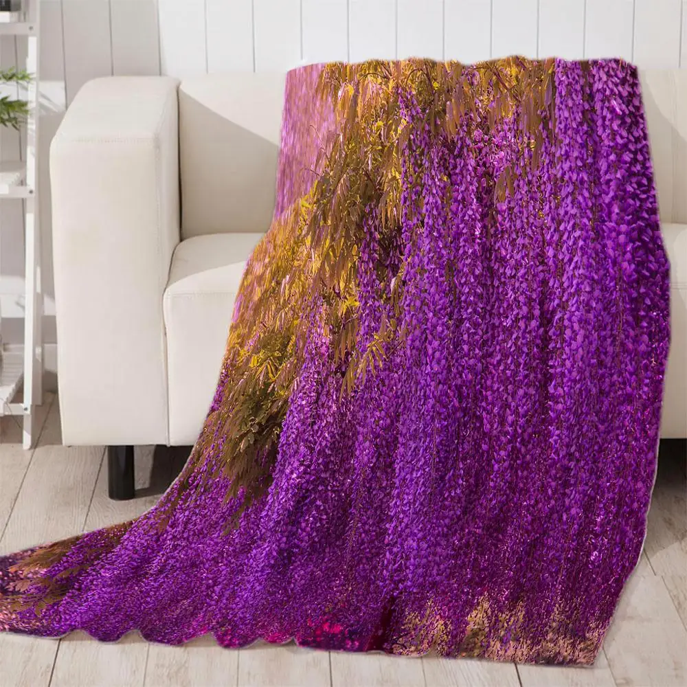 Фиолетовое Лавандовое тонкое бархатное плюшевое художественное одеяло