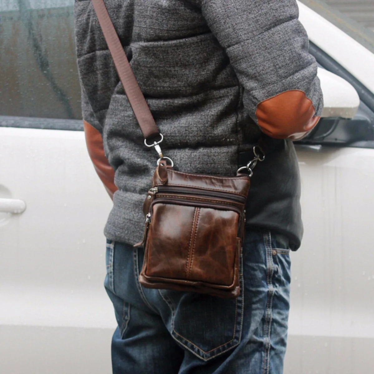 Men's Genuine Leather Crossbody Bags For Men Small Messenger Shoulder Bag Vintage Luxury Handbag Casual Satchel Bolsa