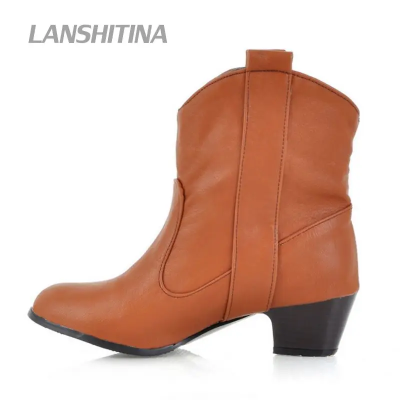 Women Half Boots Shoes Woman Round Toe Fashion Warm Winter Botas Heels Rome Boot Quality Footwear Y199 | Обувь