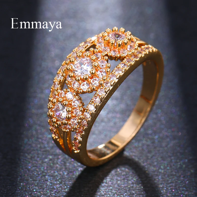 Emmaya модное роскошное Золотое циркониевое кольцо цвета шампанского женское