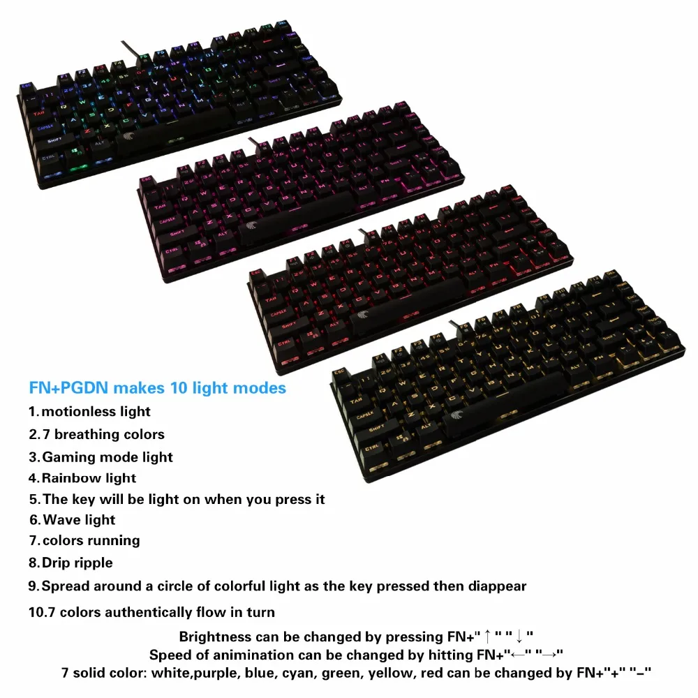 Маленькая механическая клавиатура со светодиодной RGB подсветкой 81 клавиша
