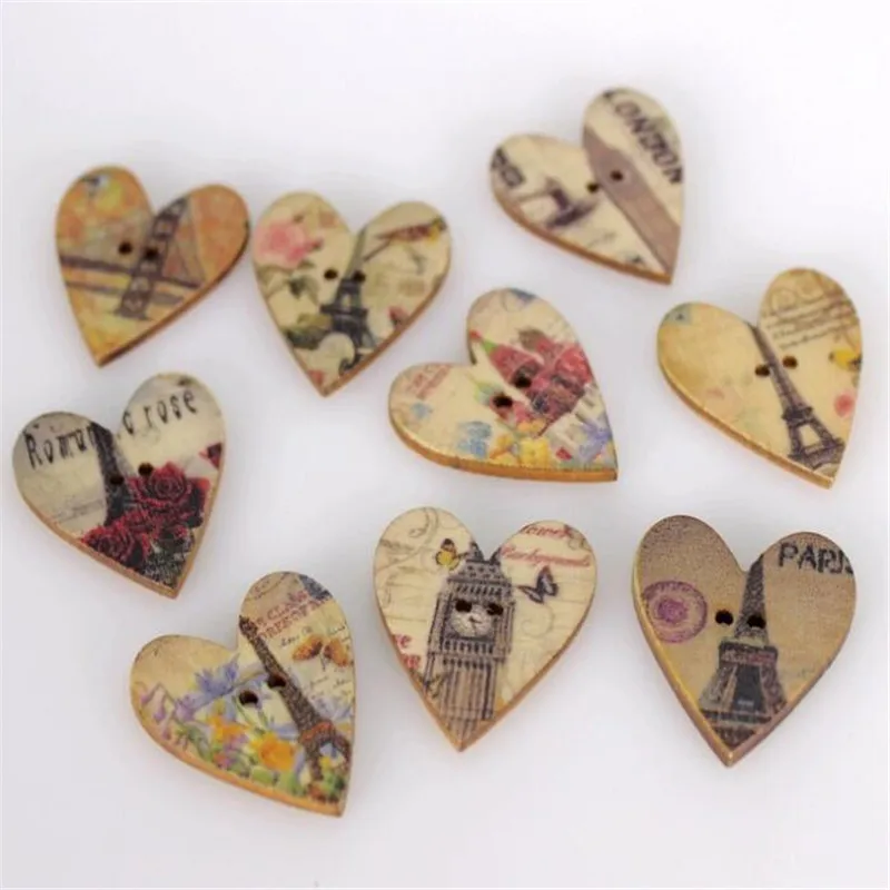 20 шт Эйфелева башня модные деревянные Пуговицы декоративные пуговицы для шитья в