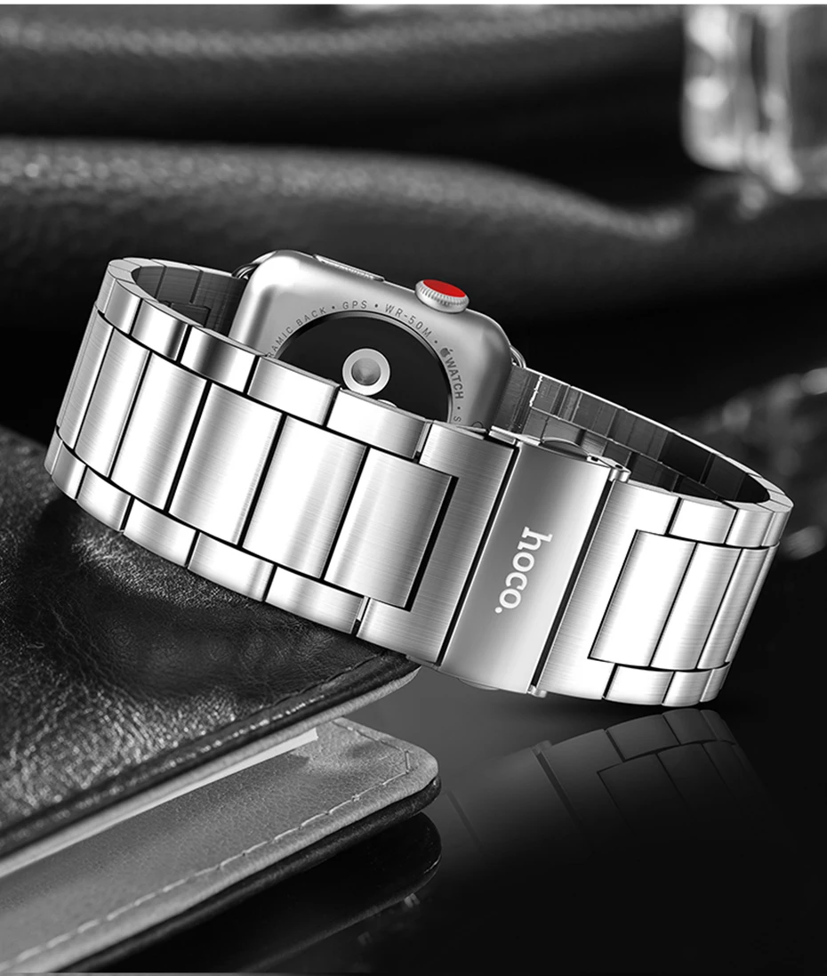 HOCO Ремешок из нержавеющей стали для Apple Watch 5 Band 40mm 44mm Металлические звенья Браслет Умный ремешок для часов для iWatch Series 5 4 3 2 1