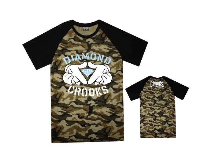 New summer Men's t-shirt /Brand Crooks and Castles new design camo sports t shirts male high quality print casual tee | Мужская