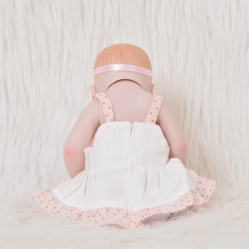 Ручная работа 11 дюймов Peanut Baby Toy полный силиконовый винил Принцесса Мини Reborn девушка кукла одежда розовое платье для детей подарки на день рождения