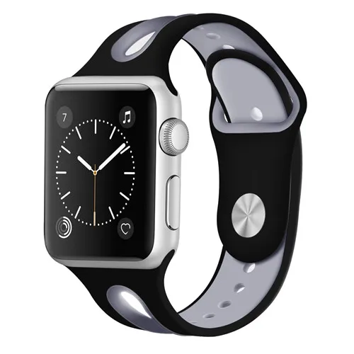 black gray Хохлатый ремешок для часов аpple для apple watch 4 3 band 44 мм iwatch band 42 мм correa apple watch 38 мм 40 мм спортивные силиконовые ремешки для часов - Цвет ремешка: black gray