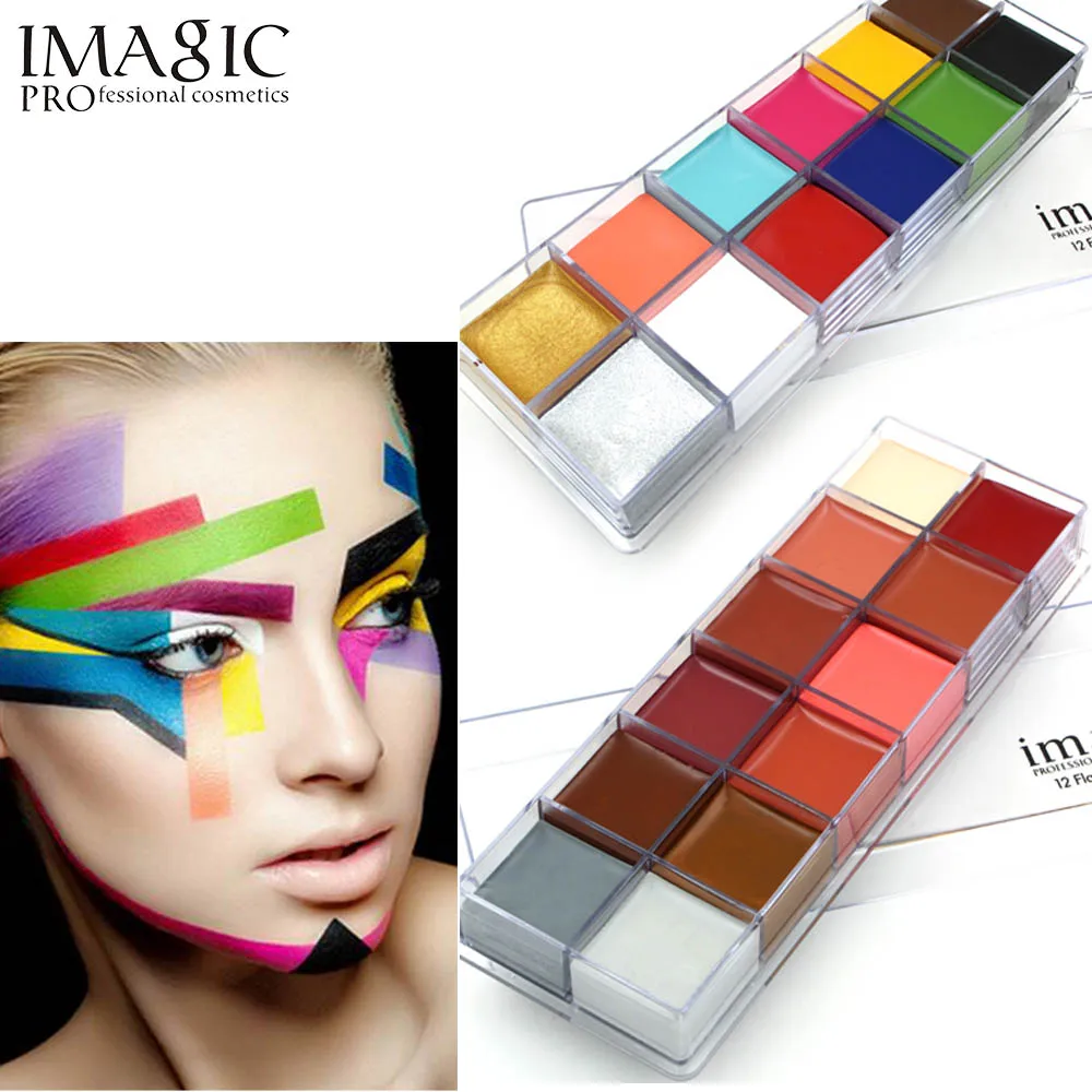 Imagic Татуировка хны для тела лица, 12 цветов, масляная краска, художественный пигмент, для Хэллоуина, для театра, клоуна, для тела, дьявола, макияж, краска, оттенок