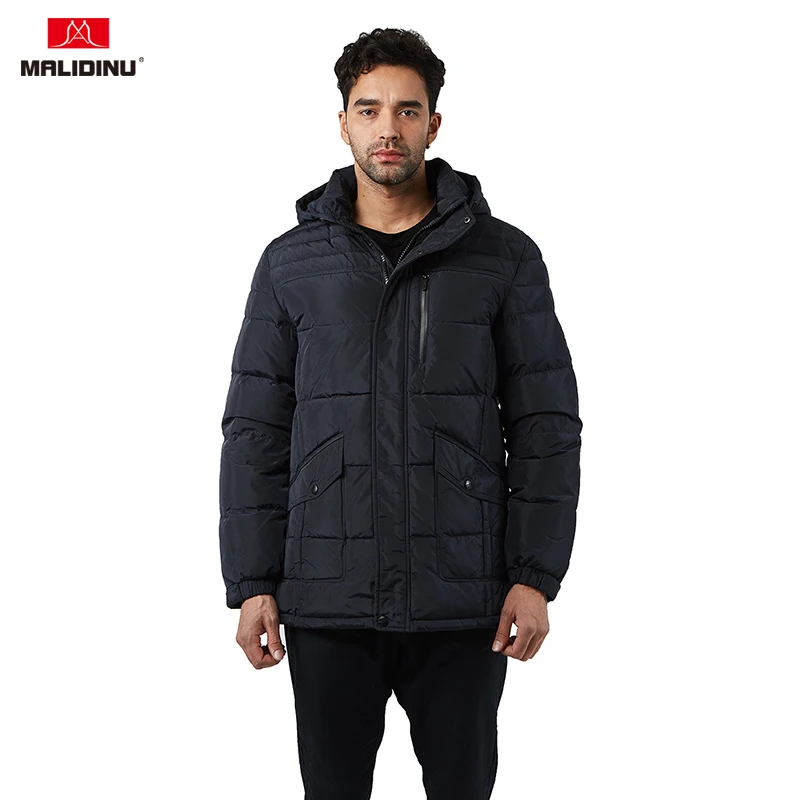 

MALIDINU 2021 Winter Men Down Jacket Thick Warm Down Coat Hooded Parka Feather Jacket White Duck Down Jacket European Size -30C
