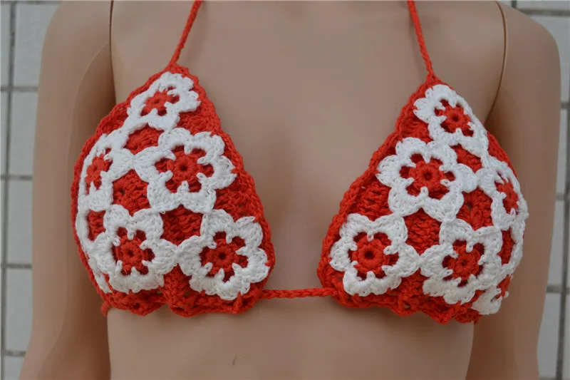 swimsuit summer new 2018 crochet bikinis women swimwear brazilian halter knitting bikini set female bathing suit swim beach wear | Женская