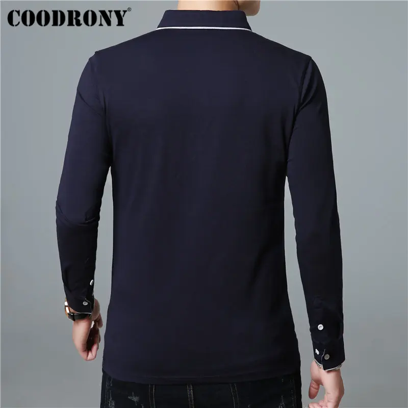 Повседневная мужская футболка COODRONY зеленая деловая с отложным воротником мягкая