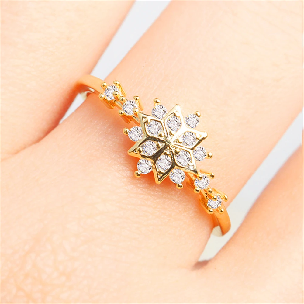

LOREDANA Cute Women's Snowflake Rings Female Chic Dainty Rings Party Delicate Rings Wedding Jewelry 2 Colors