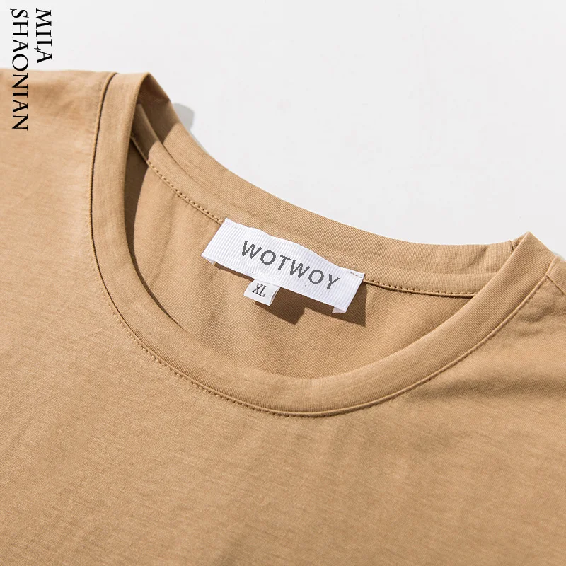 Летняя Повседневная однотонная женская футболка размера плюс с круглым вырезом