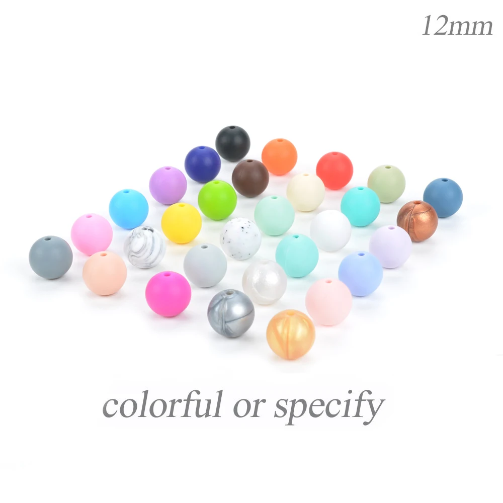 multicolor 100 шт./лот 12 мм круглой формы силиконовые бусины для прорезывания зубов для DIY кормящих ожерелье пищевого качества жевательные бусины - Цвет: multicolor
