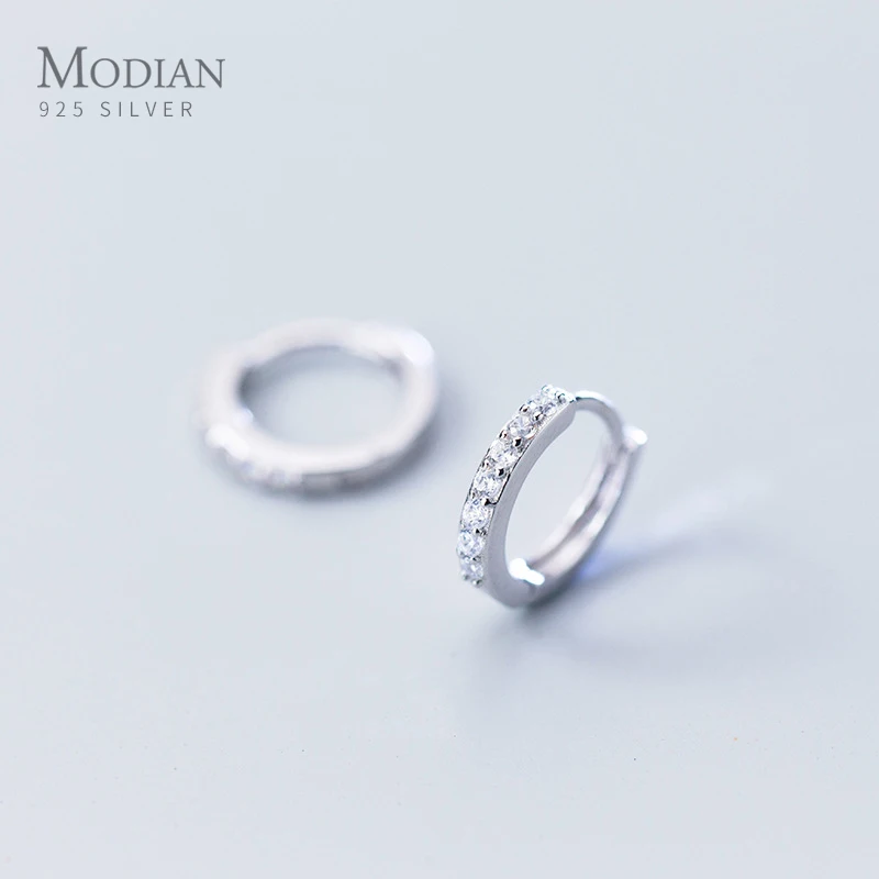 Modian новые модные стерлингового серебра 925 сверкающие черные прозрачные CZ колечки для пирсинга Серьги для женщин классические серебряные ювелирные изделия