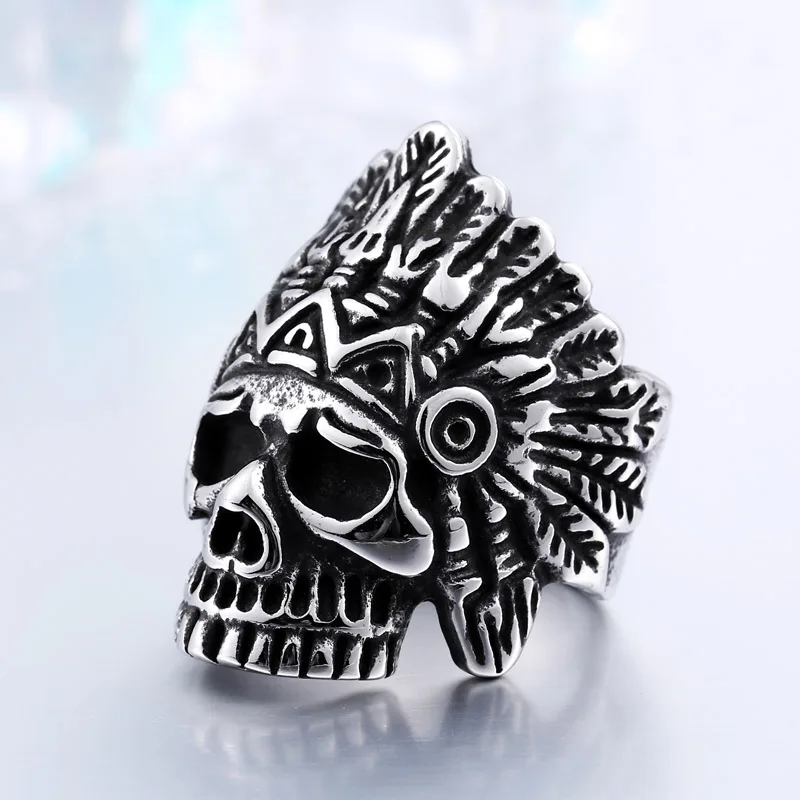 New Indiana Ring Stainless Steel Punk Exaggerated Jewelry USA Fashion Men's Ring BR2041