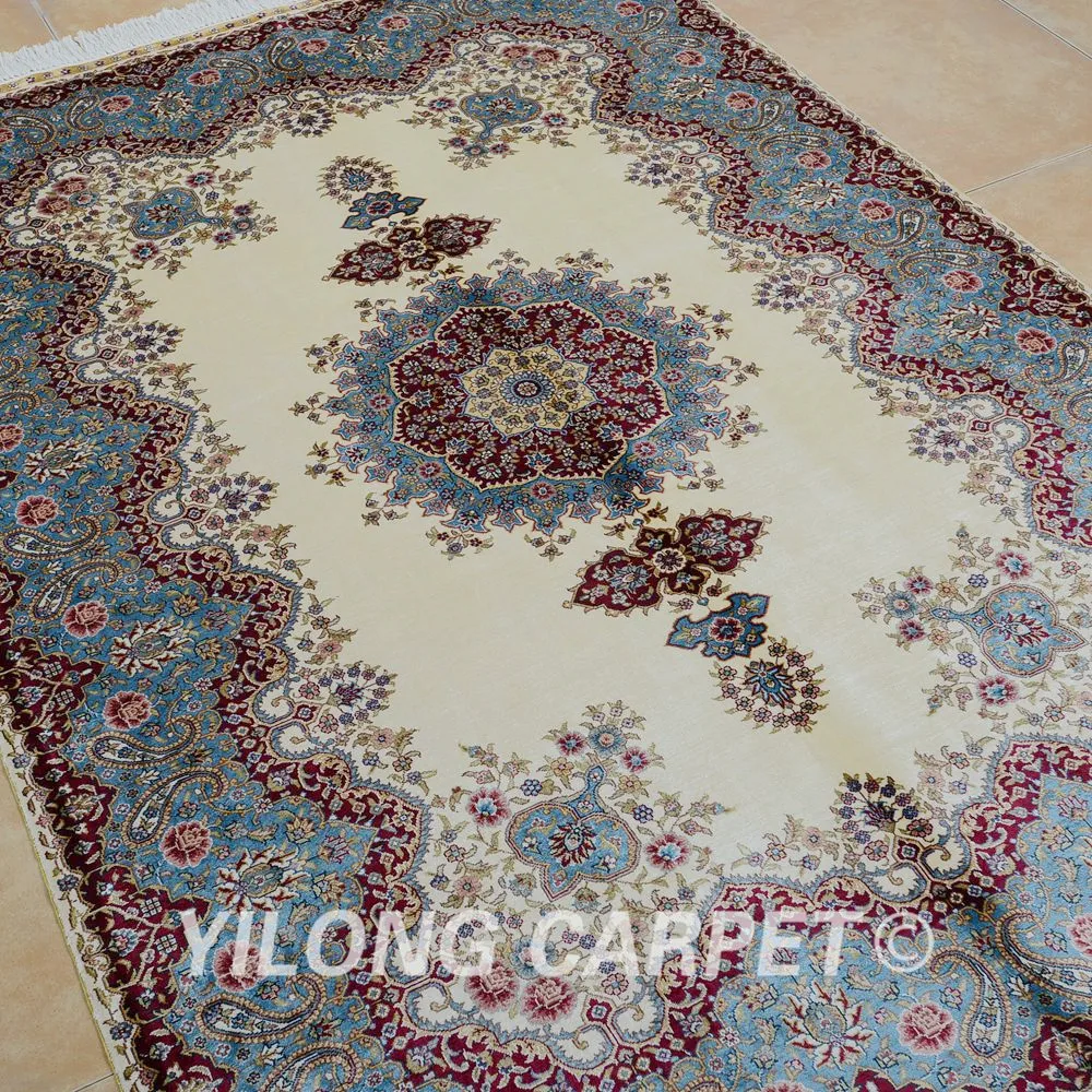 Yilong 4 'x 6' традиционный Тебриз ковер бежевый vantage античный шелковый (0695)|tabriz
