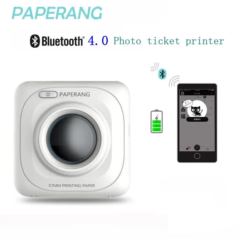 Бумажный ANG P1 принтер Bluetooth 4,0 принтер фото мобильный беспроводной принтер 1000 мАч литий-ионный аккумулятор+ 1 рулон бумаги