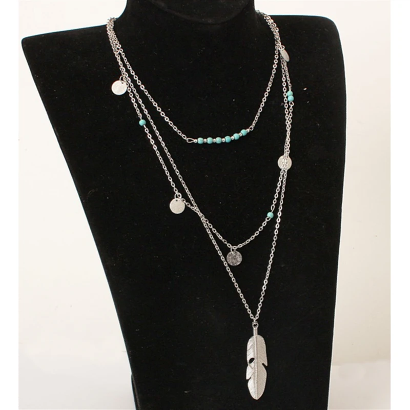 2019 новое горячее модное круглое блестящее Перо листья длинное многослойное