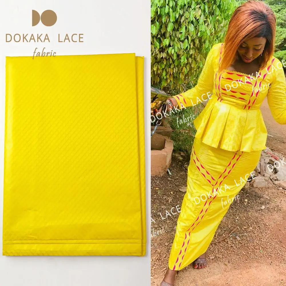 

Yellow Color Bazin Riche Fabrics 5 Yards Guinea Senegal Women Jacquard Style For Women And Men African Basin Wedding Material
