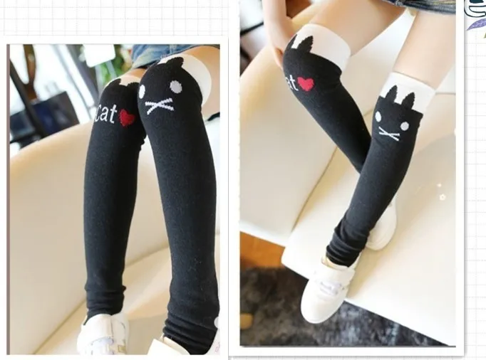 No heel free size for 3-8y chidren stocking Free shipping Girls cotton socks cat design baby wholesale 6pairs/lot | Мать и ребенок