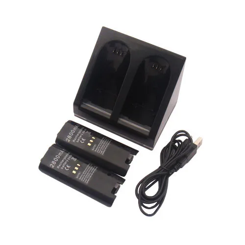 Black Charger Dock Station + 2 Battery Packs for Nintendo Wii Remote Controller | Электроника