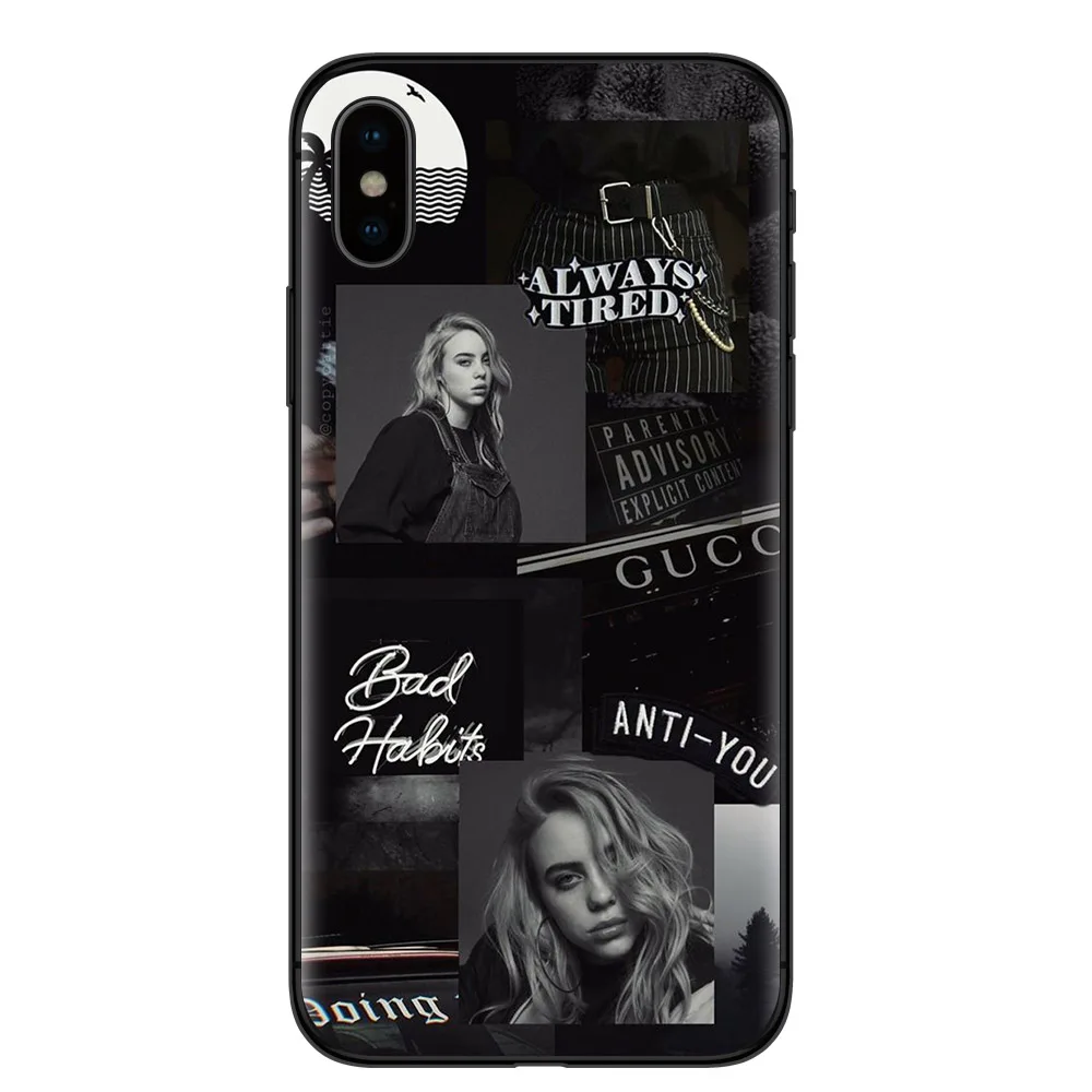 T4244 Billie eilish rainbow blohsh глаза океана черный мягкий чехол для телефона iPhone X 5 5S SE 6 6splus 7 7Plus 8 8Plus XR XS MAX - Цвет: T4244