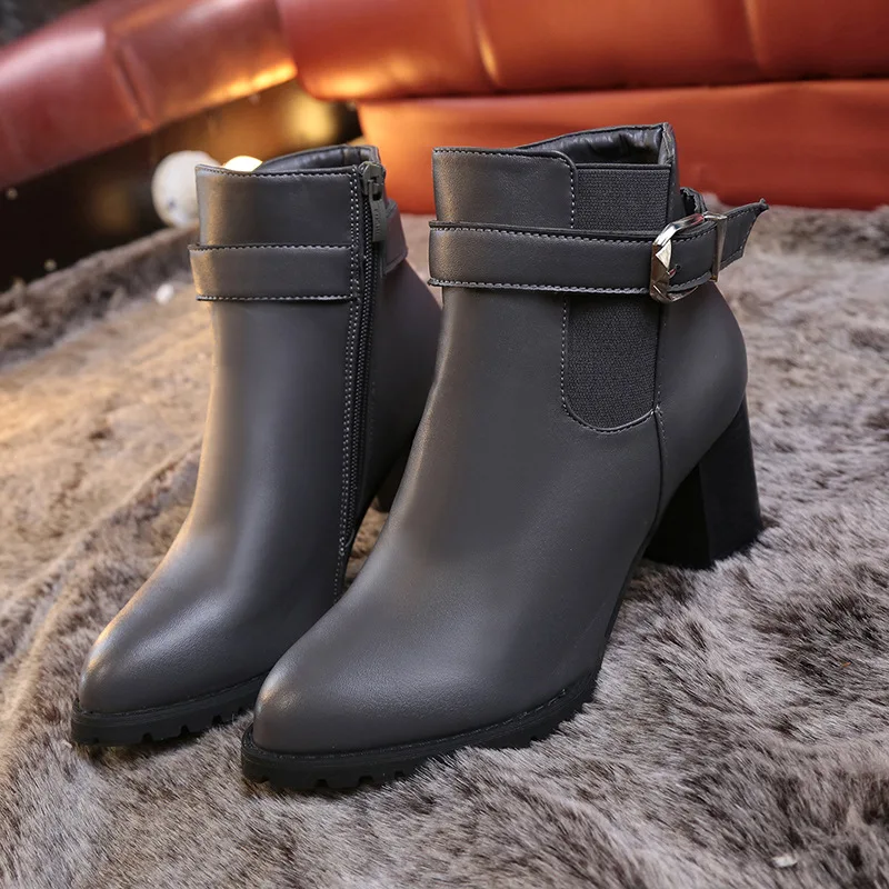 Ботинки Челси женские из ПУ кожи повседневные ботинки на высоком устойчивом