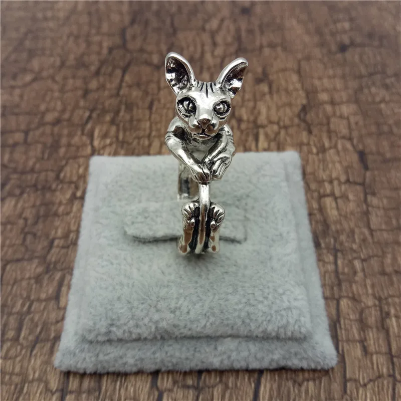 Elfin новые винтажные Ретро Кольца Sphynx модные милые ювелирные изделия в виде кота